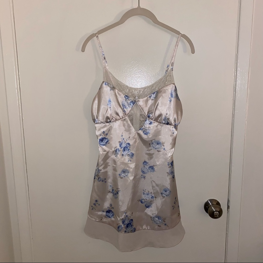 Danielle Guizio Cream and Blue Floral Dress